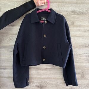 Zara Girls Navy Swing Coat, Size 9-10